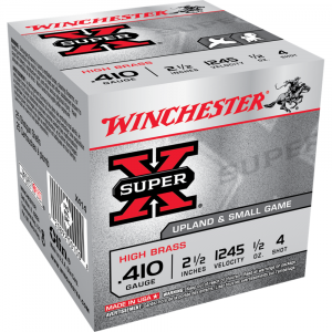 Winchester Super-X High-Brass Shotshells .410 ga 2-1/2" 1/2 oz 1245 fps #4 25/ct