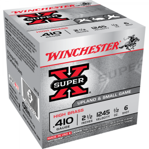 Winchester Super-X High-Brass Shotshells .410 ga 2-1/2" 1/2 oz 1245 fps #6 25/ct