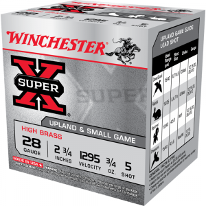 Winchester Super-X High Brass Game Shotshells 28 ga 2-3/4" 3/4oz 1295 fps #5 25/ct