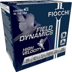Fiocchi High Velocity Shotshells 16ga 2-3/4" 1-1/8oz #7.5 Hi Velocity 25/box