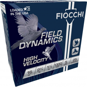 Fiocchi High Velocity Shotshells 16ga 2-3/4" 1-1/8oz 1300fps #5 25/ct