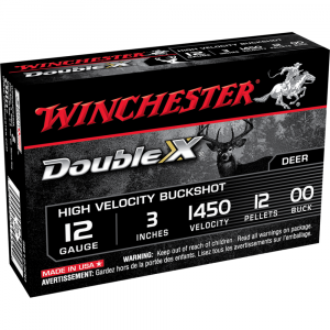 Winchester Double X High-Velocity Buckshot Shotshells 12 ga 3" 12 plts #00 1450 fps 5/ct