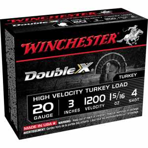 Winchester Double X Turkey Load Shotshells 20 ga 3" MAX 1-5/16 oz #4 1200 fps 10/ct