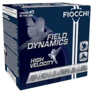 Fiocchi High-Velocity Hunting Load 20 ga 2 3/4" 2 3/4 dr 1 oz #6 1220 fps - 25/box