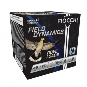 Fiocchi Lead Dove & Quail Shotshells .410ga 2-1/2 in 1/2oz #8 1200 fps 25/ct
