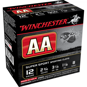 Winchester AA Super Sport 12 ga 2-3/4" 3-1/4 dr 1-1/8 oz #8 1300 fps - 25/ct