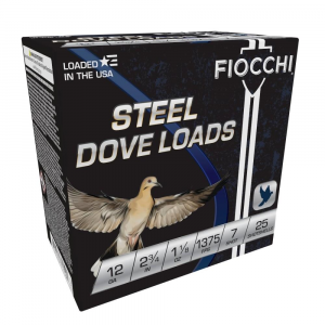 Fiocchi Steel Target Shotshells 12ga 2-3/4" 1-1/8oz 1375fps #7 25/ct