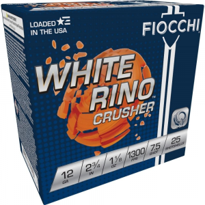 Fiocchi White Rino Crusher Shotshells 12ga  2-3/4" 1-1/8oz 1300 fps #7.5 25/ct