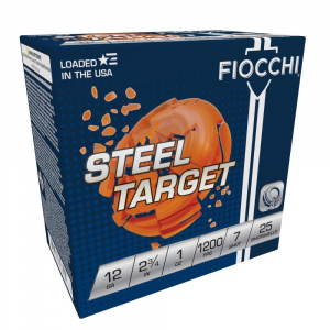 Fiocchi Target Steel Low Recoil Shotshells 12ga 2-3/4" 1oz 1200 fps #7 25/ct
