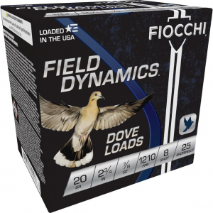 Fiocchi Lead Dove & Quail Shotshells 20ga 2-3/4 in 7/8 oz #8 1210 fps 25/ct