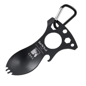 CRKT Eat N Tool - Black - Spoon, Fork, Bottle Opener, Screwdriver/Pry Tip, Metric Wrenches, Carabiner