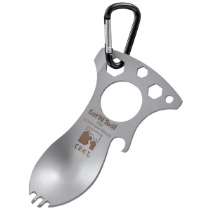 CRKT Eat N Tool - Bead Blast - Spoon, Fork, Bottle Opener, Screwdriver/Pry Tip, Metric Wrenches, Carabiner
