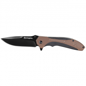Remington Sportsman Folding Knife Drop Point Blade Tan and Black
