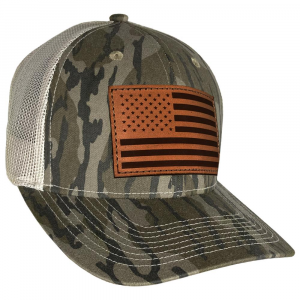 Outdoor Cap Bottomland Trucker w/ USA Flag Leather Patch