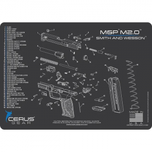 Cerus Gear Smith & Wesson M&P M2.0 Handgun Schematic Cleaning Mat 12x17 Grey and Blue