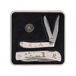 Remington Pheasant Knife Tin Collector Gift Set 3 1/2" Blade White Bone