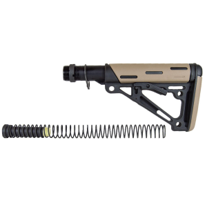 Hogue AR-15/M-16 OM Collapsible Buttstock Assembly with Buffer Tube and Hardware-Desert Tan Rubber