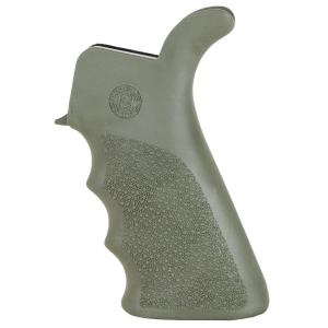 Hogue AR-15/M-16 Rubber Beavertail Grip with Finger Grooves-OD Green