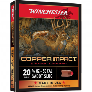 Winchester Copper Impact Slug Shotshells 20 ga 2-3/4" 3/4 oz 1600 fps Slug 5/ct