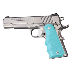 Hogue Govt. Model Rubber Grip with Finger Grooves-Aqua