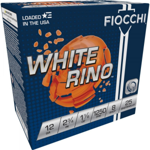 Fiocchi White Rino Shotshells 12 ga 2 3/4" 1 1/8oz 1250fps #8 25/ct