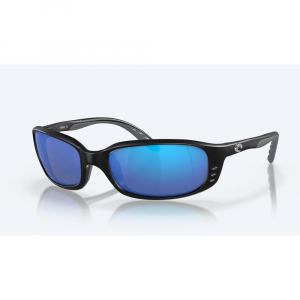 Costa Brine Sunglasses Matte Black Frame 580G Polarized Blue Mirror Lens