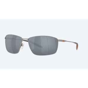 Costa Turret Sunglasses Matte Silver Frame 580P Silver Mirror Lenses