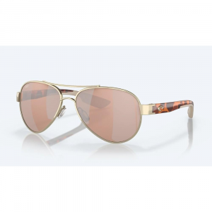 Costa Loreto Sunglasses Rose Gold and Tortoise Frame 580P Polarized Rose Mirror Lens