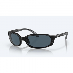Costa Brine Sunglasses Matte Black Frame 580P Polarized Grey Lens
