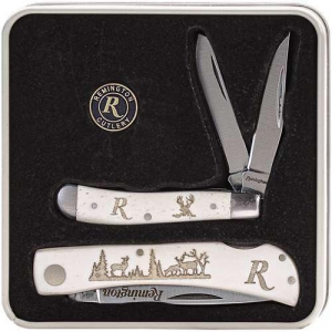 Remington Mule Deer Knife Tin Collector Gift Set 2 Knives