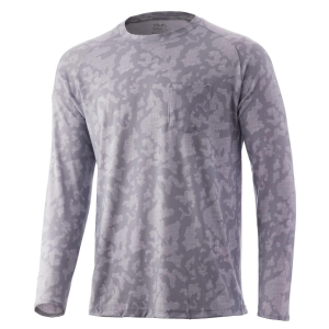 Huk Waypoint Running Lakes Long Sleeve Shirt Overcast Grey S