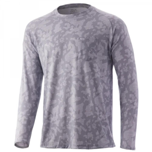 Huk Waypoint Running Lakes Long Sleeve Shirt Overcast Grey M