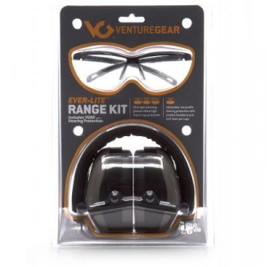 Pyramex Ever-Lite Range Kit Black with Clear Lens Safety Glasses with PM8010 Ear Muffs 25dB Grey