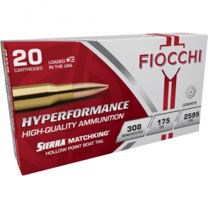 Fiocchi Hyperformance Matchking Rifle Ammunition .308 Win. 175 gr HPBT 2595 fps 20/ct