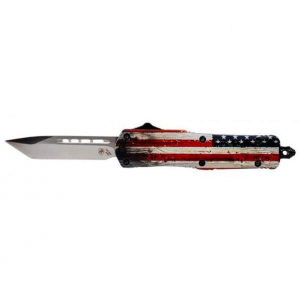 Templar Knife OTF Small Knife 2-1/4" Tanto Blade Wood US Flag