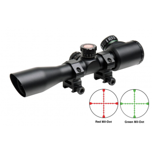 Truglo Tru-Brite Extreme Tactical Compact Rifle Scope with Rings - 4x32mm Dual Color Illum. Mil-Dot  4" Matte