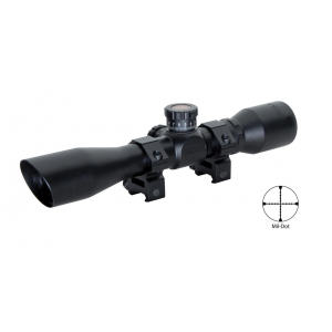 Truglo Tru-Brite Extreme Compact Tactical Rifle Scope with Rings - 4x32mm Mil-Dot  4" Matte