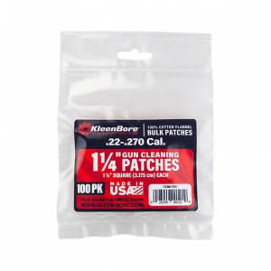 KleenBore Cotton Patches 1 1/4" Square .22-.270 Cal 100/ct