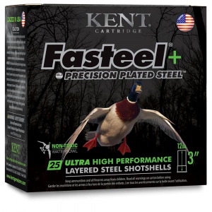 Kent Fasteel + Precision Plated Steel Waterfowl Shotshells 12ga 3" 1-1/4oz 1450 fps  #2 & #4 25/ct