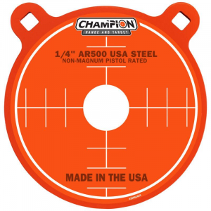 Champion AR500 Center Mass 8" Gong Steel Handgun Target 1/4" Orange