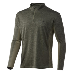 Huk Huk Coldfront 1/4 Zip Long Sleeve Shirt Heather Moss S - $65.00 at Natchez Shooting & Outdoors