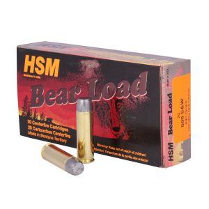 HSM Bear Load Lead Handgun Ammunition .500 S&W 440gr WFN 1500 fps 20/ct