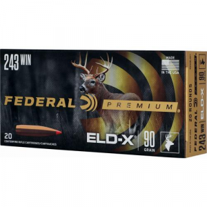 Federal Premium ELD-X Rifle Ammunition .243 Win 90gr HP 3100 fps 20/ct