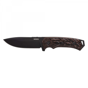 Woox Rock 62 Fixed Knife 4-1/4" Drop Point Blade Black with Brown X-Grip Handle