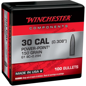 Winchester Rifle Bullets .30 Cal .308" 150 gr JSP 100/ct