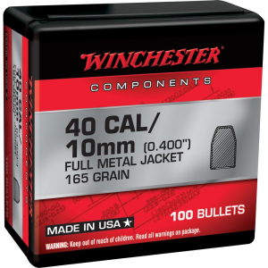 Winchester Winchester Handgun Bullets .40 Cal/10mm 0.400" 165 gr FMJ 100/ct - $25.49 at Natchez Shooting & Outdoors