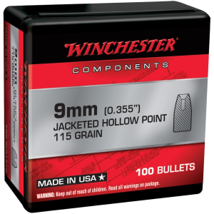 Winchester Winchester Handgun Bullets 9mm Luger .355" 115 gr JHP 100/ct - $20.49 at Natchez Shooting & Outdoors