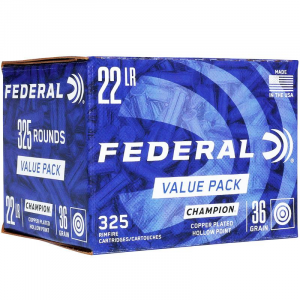 Federal Champion Rimfire Value Pack Ammunition .22LR 36gr CPHP 1260 fps 325/ct