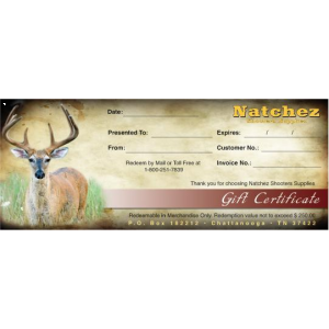 Natchez 25 Dollar Gift Certificate (Will Be Mailed)