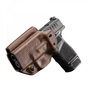 Mission First Tactical Leather Hybrid IWB/OWB Holster for Springfield HellCat Brown Ambi